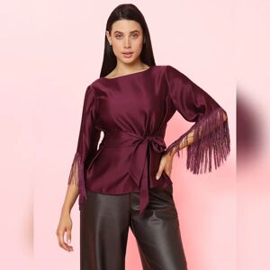 VERO MODA MARQUEE Dark Purple Fringe Detail Top