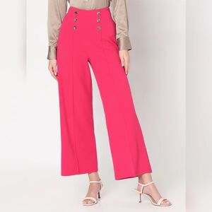 VERO MODA Hot Pink High Rise Straight Fit Pants