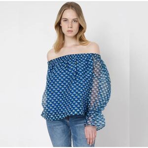 VERO MODA Blue Printed Off Shoulder Top