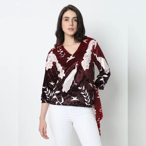 VERO MODA Maroon Printed Wrap Top