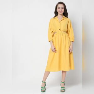 VERO MODA Yellow Side Cut Out Midi Dress