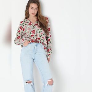 VERO MODA Ash Grey Floral Print Top