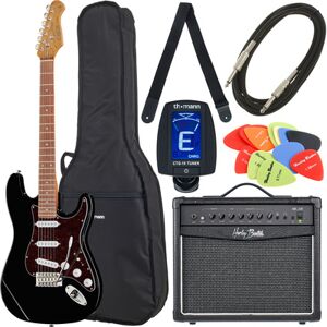 Harley Benton ST-62 BK Vintage Bundle 2 nero lucido