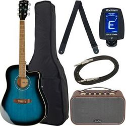 Harley Benton D-120CE TB Bundle blu traslucido