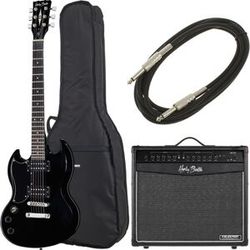 Harley Benton DC-200LH BK Student Ser Bundle nero lucido