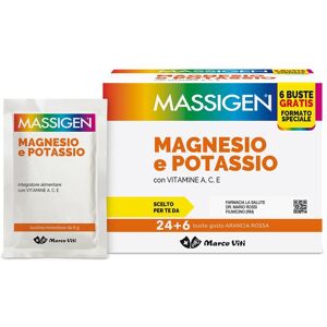 MARCO VITI FARMACEUTICI SpA Massigen Magnesio e Potassio gusto arancia integratore 24+6 bustine Marco Viti