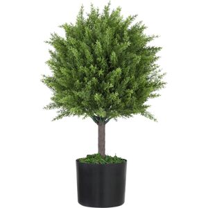 Homcom Pianta Finta Albero Cedro con Vaso Incluso per Interno ed Esterno, Altezza 55 cm, Verde