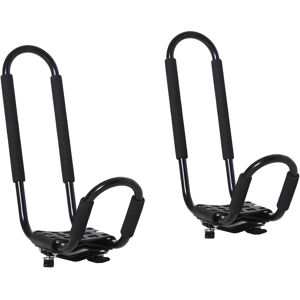 Homcom Set 2 Staffe Porta Kayak con Attacco Universale per Portapacchi Adatte per Canoe e Paddleboard, Nero, 46x16.5x47cm