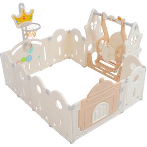 Gl Store Box per Bambini 14 Pezzi, Rimovibile, Pieghevole, Parco Giochi in Plastica con Cancello di Sicurezza, Cestino da Basket e Altalena, Rosa Chiaro