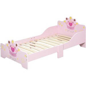 Homcom Letto per Bambini con Bordi Rialzati e 6 Gambe in Legno per Cameretta, Lettino per Bimbi da 3-6 Anni, 143x73x60cm, Rosa