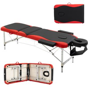 Homcom Lettino Massaggi Portatile, Pieghevole e Professionale in Alluminio per Estetista, Terapista, SPA, Rosso e Nero, 215x60x61-84cm