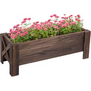 Outsunny Cassettiera per Piante da Esterno, Orto Rialzato in Legno, Design Rettangolare, 100x36.5x36 cm, per Giardino e Balcone Aosom