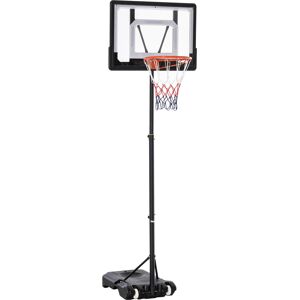 Homcom Canestro da Basket con Altezza Regolabile 160-210cm, 2 Ruote e Struttura in Acciaio, Nero Aosom