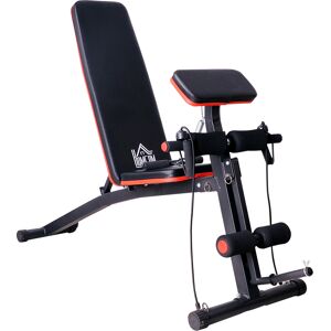 Homcom Panca Regolabile per Addominali Multifunzione, Panca Palestra per Allenamento Braccia e Gambe 54x160x106cm, Nero e Rosso