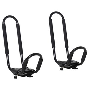 Homcom Set 2 Staffe Porta Kayak con Attacco Universale per Portapacchi Adatte per Canoe e Paddleboard, Nero, 46x16.5x47cm Aosom