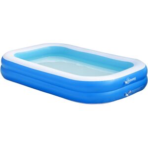 Outsunny Piscina Gonfiabile Rettangolare, PVC Resistente, 2 Camere d'Aria, Valvola di Scarico, 262x176x56cm - Blu, per 1-2 Adulti