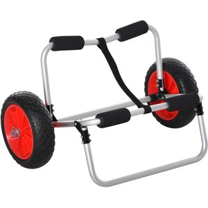 Homcom Carrellino da Spiaggia Pieghevole per Kayak e Canoa con Paraurti, in Alluminio e NBR, 70x40x42 cm Aosom
