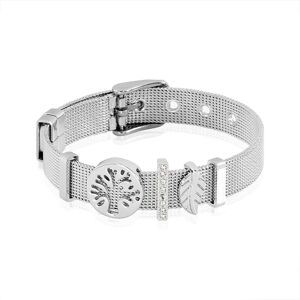 Stroili Bracciale in acciaio con charm in metallo e strass Collezione: Lady Shine Grigio