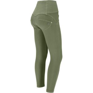 Freddy Pantaloni push up WR.UP® 7/8 vita alta con bottoni in tessuto navetta con strappi Oil Green Donna Large