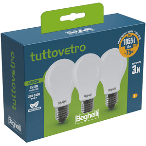 Beghelli LAMPADINA LED 3PZ TVLED GOC 8WE27-3K