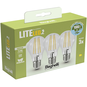 Beghelli LAMPADINA LED 3PZ FILED GOC 7WE27-6.5K