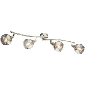 Tecnomat BARRA 4 LUCI SOSPIRO 4xE14 NICKEL MATT E VETRO FUME' CON LAMPADINA 4W 400 lumen 3000K INCLUSA