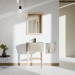 COLAVENE Mobile sottolavabo e lavabo Tina per vasca centrale frassino naturale e matera L 50 x H 57 x P 41.5 cm