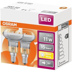 Osram Set da 2 lampadine LED, E14 faretto, trasparente, luce calda, 1.6W= 110LM 60°,