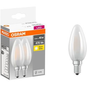 Osram Set da 2 lampadine LED, E14 oliva, opaco, luce calda, 4W= 470LM (equiv 40 W), 300°,