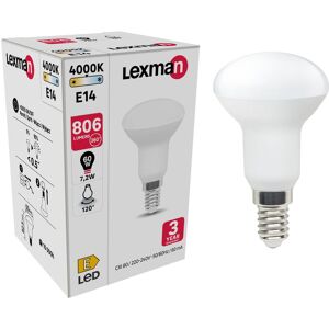 LEXMAN Lampadina LED, E14 faretto, smerigliato, luce naturale, 7.2W= 806 LM (equiv 60 W), 120°,