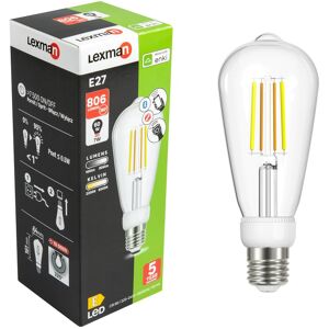 LEXMAN Lampadina smart LED, E27 edison, trasparente, cct, 7W= 806LM (equiv 60 W), 320°,