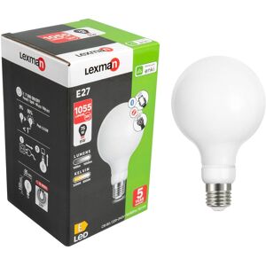 LEXMAN Lampadina smart LED, E27 globo, smerigliato, cct, 9W= 1055LM (equiv 75 W), 320°,