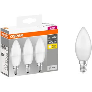 Osram Set da 3 lampadine LED, E14 goccia, opaco, luce calda, 5.5W= 470 LM (equiv 40 W), 240°,