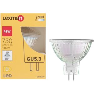 LEXMAN Lampadina LED, GU5.3 faretto, trasparente, luce calda, 6W= 750LM (equiv 48 W), 100°,