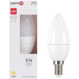 LEXMAN Lampadina LED, E14 oliva, trasparente, 3.4W= 470LM (equiv 40 W), 300°,