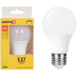 LEXMAN Lampadina LED, E27 goccia, smerigliato, luce calda, 3.4W= 470LM (equiv 40 W), 240°,