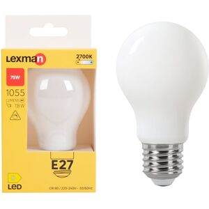 LEXMAN Lampadina LED, E27 goccia, opaco, luce calda, 7.8W= 1055LM (equiv 75 W), 330° dimmerabile,