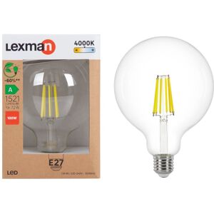 LEXMAN Lampadina LED, E27 globo, trasparente, luce naturale, 7.2W= 1521LM (equiv 100 W), classe energetica A,