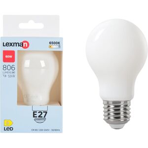 LEXMAN Lampadina LED, E27 goccia, opaco, luce fredda, 5.9W= 806LM (equiv 60 W), 330°,