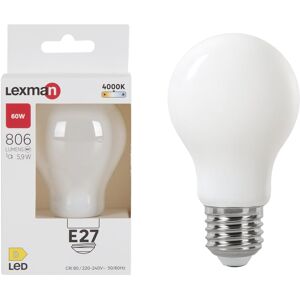 LEXMAN Lampadina LED, E27 goccia, opaco, luce naturale, 5.9W= 806LM (equiv 60 W), 330°,