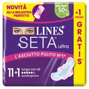 Lines Seta Ultra Assorbenti Lungo Ali Cp 11+1 Pezzi