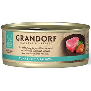 Grandorf Alimento Umido per Gatti Filetti di Tonno e Salmone 70g