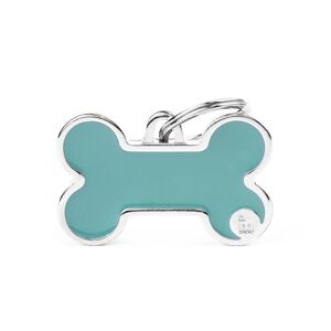 MyFamily Medaglietta per Cani Personalizzabile Osso Basic Handmade Azzurra L