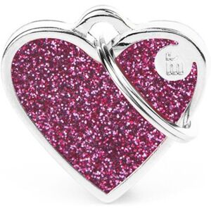 MyFamily Medaglietta per Cani Personalizzabile Cuore Glitter Shine Rosa