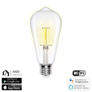 Lampadina Led a Filamento Smart ST64 E27 6W WiFi CCT luce regolabile e dimmerabile Aigostar