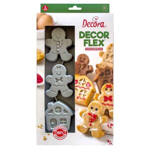 Stampo Antiaderente In Silicone Per 6 Casette E Omini Gingerbread Decora