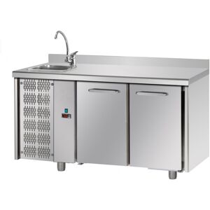 Tecnodom Tavolo Refrigerato Positivo 2 Porte GN 1/1 Motore SX con Alzatina e Lavello