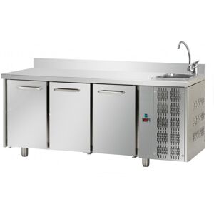 Tecnodom Tavolo Refrigerato Positivo 3 Porte GN 1/1 con Alzatina e Lavello