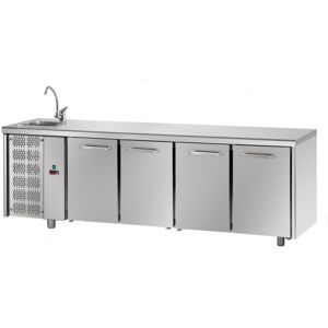 Tecnodom Tavolo Refrigerato Positivo 4 Porte GN 1/1 Gruppo SX con Lavello
