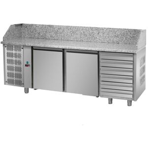 Tecnodom Banco Pizza 3 Porte Prof. 80 Blocco Motore SX 6 Cassetti Neutri e Piano in Granito